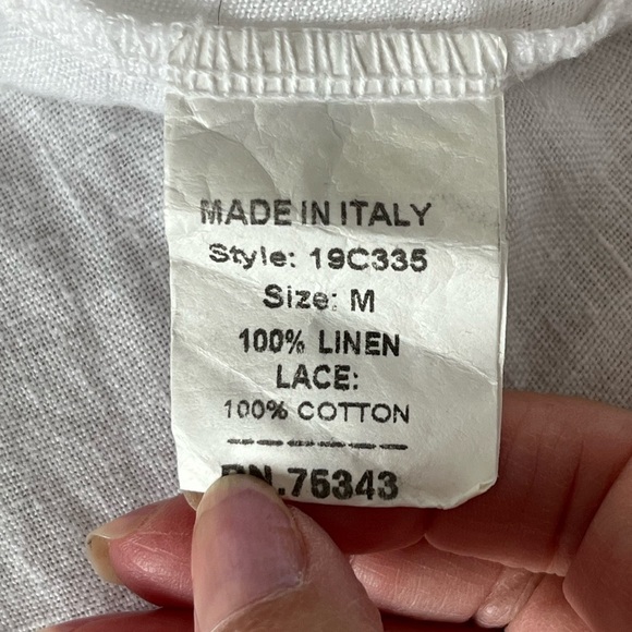 Francesca Bettini 100% Linen Sleeveless Eyelet Ruffle Hem Blouse Top Boho Medium - Picture 8 of 10